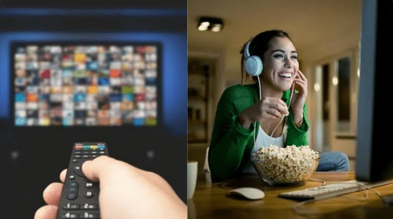 A person enjoying a variety of movies and web series on different Free OTT Apps on their digital device