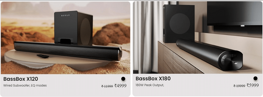 Boult BassBox X120, BassBox X180 price in India