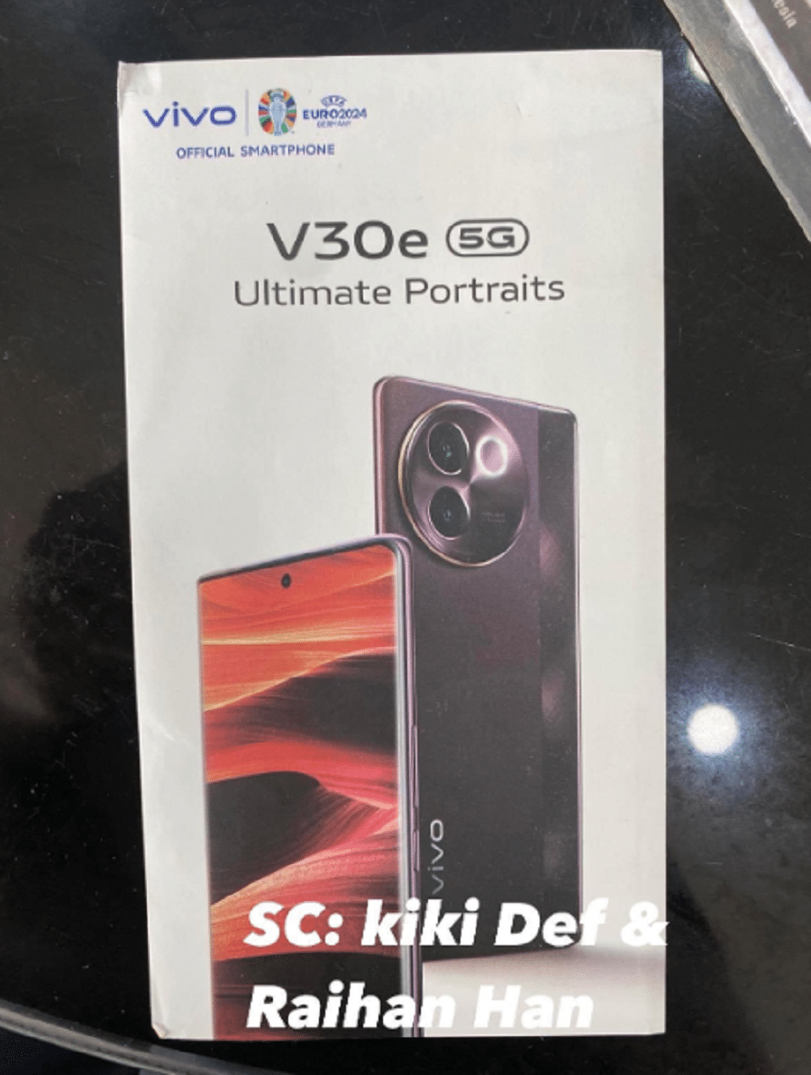 Vivo V30e leaked retail box image reveals design